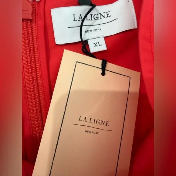 La Ligne NWT Solid Marceline Cotton Poplin Dress in Poppy XL - Picture 11 of 14